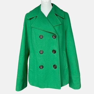 Old Navy Wool Blend Green Double Breasted‎ Pea Coat Sz M